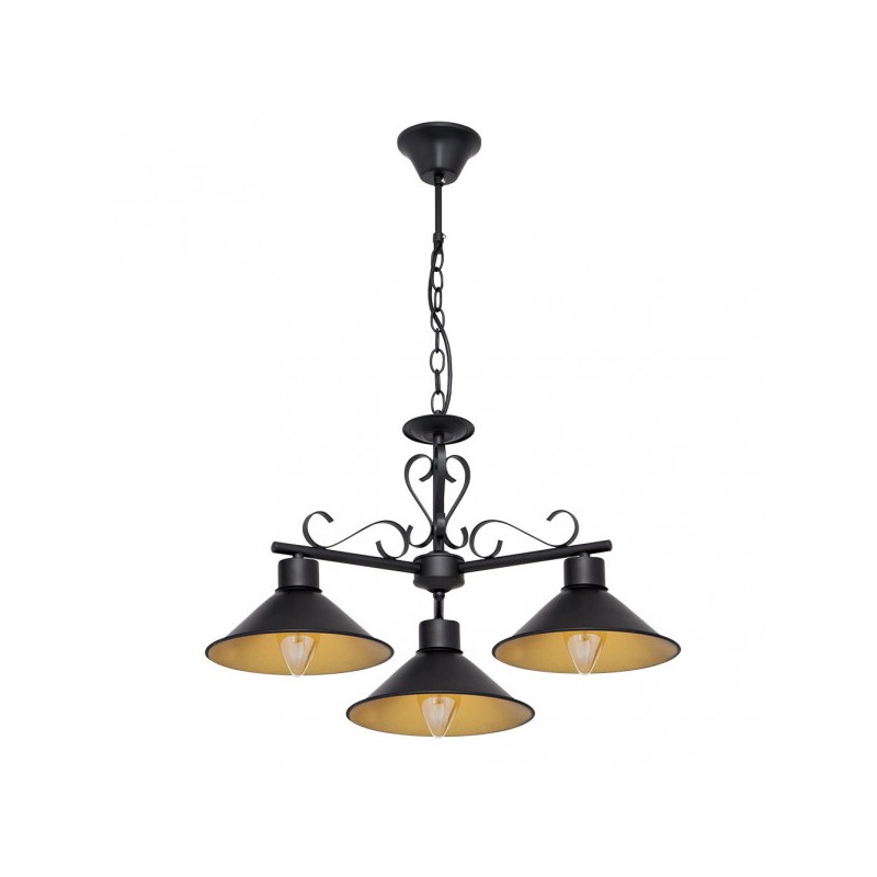 Colgante Azalea negro/oro 3 x E27 Fabrilamp